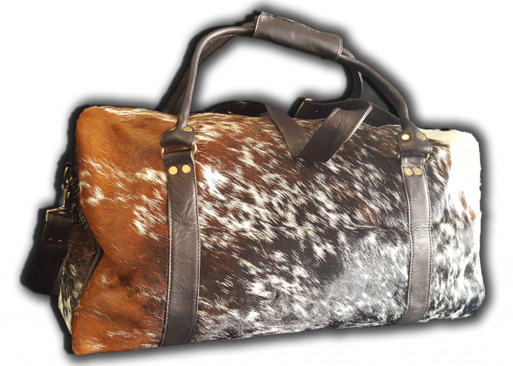 Cowhide Travel Duffel Bag Tri Colored Speckled Terra Leather